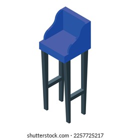 Blue bar stool icon isometric vector. Modern chair. Furniture seat