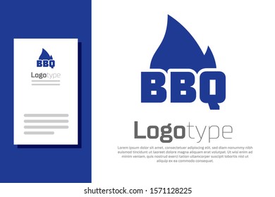 Blue Barbecue fire flame icon isolated on white background. Heat symbol. BBQ grill party. Logo design template element. Vector Illustration
