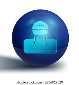 Blue Barbecue grill icon isolated on white background. BBQ grill party. Blue circle button. Vector