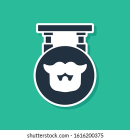 Blue Barbershop icon isolated on green background. Hairdresser logo or signboard.  Vector Illustration