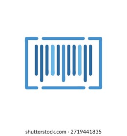 A blue barcode design is isolated on a White Background. Flat style and clean vector illustration.