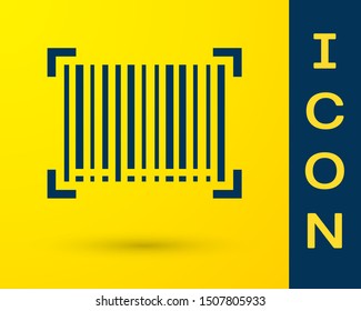 Blue Barcode icon isolated on yellow background.  Vector Illustration