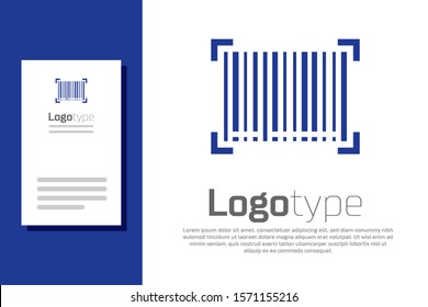 Blue Barcode icon isolated on white background. Logo design template element. Vector Illustration