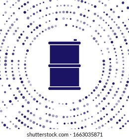 Blue Barrel oil icon isolated on white background. Abstract circle random dots. Vector Illustration