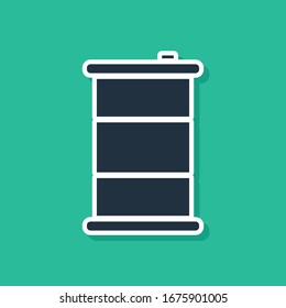 Blue Barrel oil icon isolated on green background.  Vector Illustration