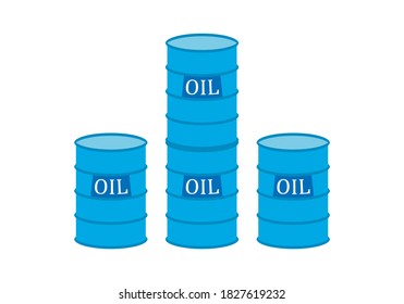 Blue barrels of oil on white background.