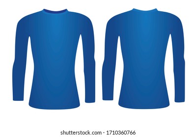 Blue Base Layer Long Sleeve T Shirt. Vector