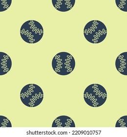 Blue Baseball ball icon isolated seamless pattern on yellow background.  Vector