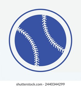 Blue Baseball ball icon isolated on white background. Circle white button. Vector Illustration. EPS file 203.