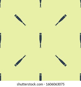 Blue Baseball bat icon isolated seamless pattern on yellow background.  Vector Illustration