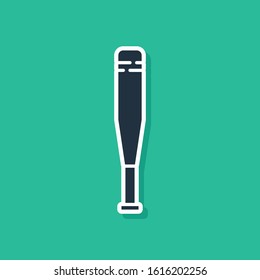 Blue Baseball bat icon isolated on green background.  Vector Illustration