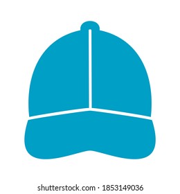 Blue baseball cap icon. Flat illustration of blue baseball cap vector icon for web on white background