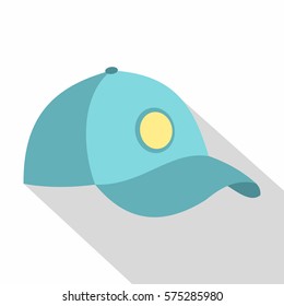 Blue baseball cap icon. Flat illustration of blue baseball cap vector icon for web   on white background