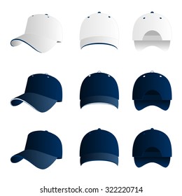 Blue Baseball Cap Vector Set