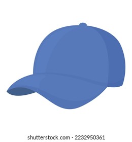 Blue baseball hat icon cartoon vector. Cap template. Front uniform