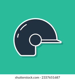 Icono del casco azul de béisbol aislado en fondo verde.  Vector
