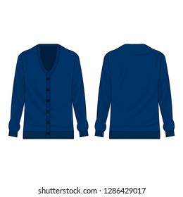 Blue basic cardigan with buttons isolated vector on the white background