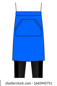 Blue Basic Chef Waist Half Aprons With Double Pockets.
