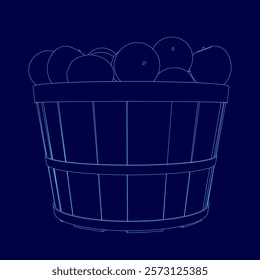 Blue basket filled with apples. The basket is empty. The apples are all different sizes and colors
