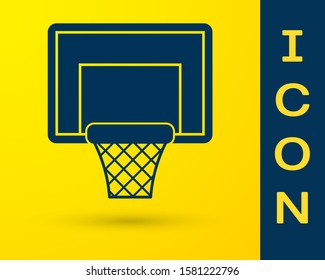 Blue Basketball backboard icon isolated on yellow background.  Vector Illustration