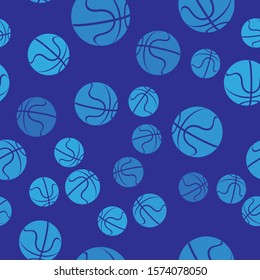 Blue Basketball ball icon isolated seamless pattern on blue background. Sport symbol.  Vector Illustration