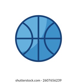 Blue basketball vector icon with bold outline design