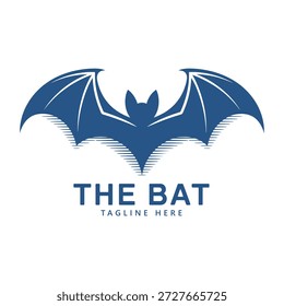 Logo de murciélago azul con alas extendidas e icono de texto de muestra