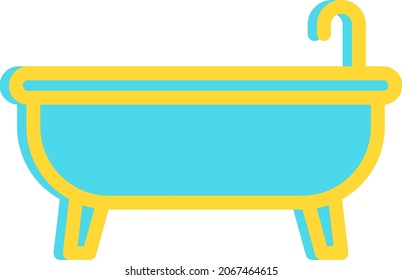 Blue bath, illustration, vector, on a white background.