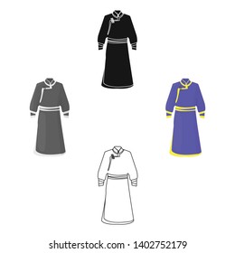Blue Bathrobe of Mongolians.Fragment nominalnog clothes of Mongolia.Mongolia single icon in cartoon,black style vector symbol stock illustration.
