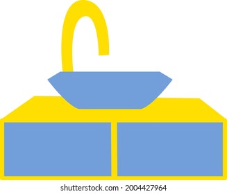 Blue bathroom sink, illustration, vector on a white background.