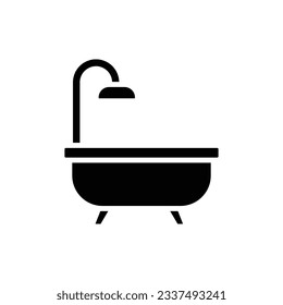 Blue Bathtub Filled Icon Vector Illustration 