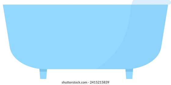 Blue bathtub isolated on white background. Simple bathroom fixture design element. Home interior and cleanliness symbol vector illustration.
