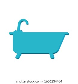 Blue bathtub on a white background 3d, vector