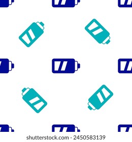 Blaue Batterie für Kamera-Symbol isoliert nahtlose Muster auf weißem Hintergrund. Blitzsymbol.  Vektorgrafik