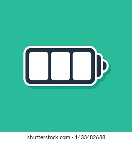 Blue Battery charge level indicator icon isolated on green background. Vector Illustration Blue Battery charge level indicator icon isolated on green background. Vector Illustration
