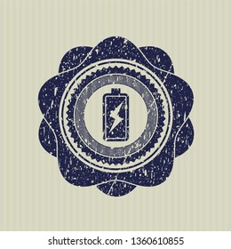Blue battery charging icon inside rubber seal