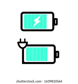 blue battery charging icon vector