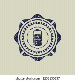 Blue battery icon inside distress with rubber seal texture