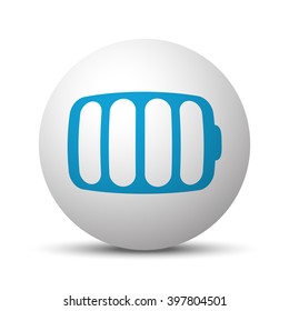 Blue Battery icon on sphere on white background