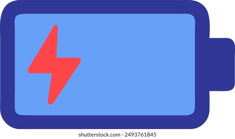 Blue battery with red lightning bolt, a symbol for energy and power
