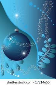 blue baubles on blue background
