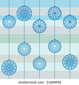Blue baubles silhouettes on pastel background