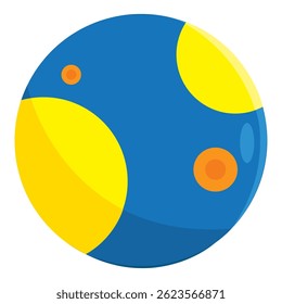 Bola de playa azul con manchas. Ilustración vectorial