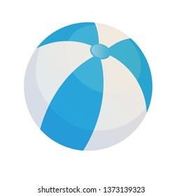 Blue beach ball vector illustration isolated on white. Summer activity stuff