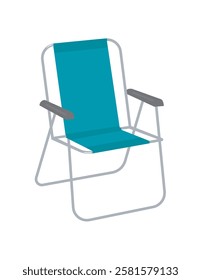 Blue beach chair illustration. Isolated summertime chair vector.