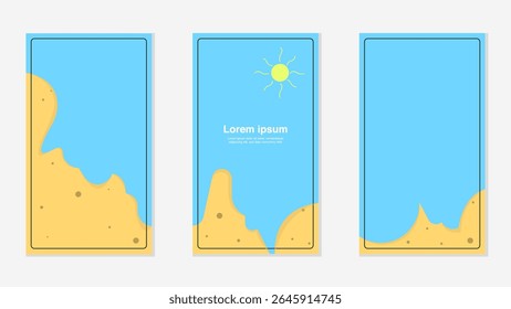 Blue beach illustration background, summer collection