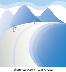 Blue beach illustration vector concept