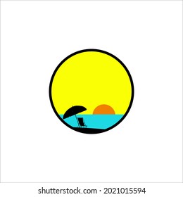 blue beach white sand sunset vector