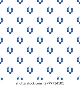 Blue beaded earrings forming a repeating seamless decorative pattern on white background