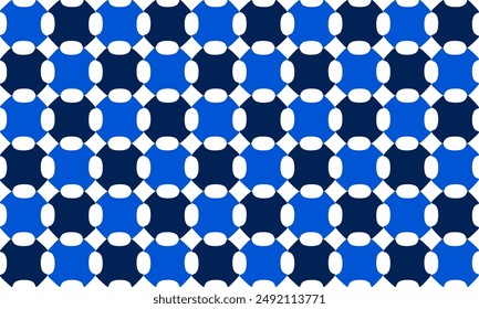 Blaue Perlen auf weißen, blauen und weißen Blasen, Kugelgitter-Netzblock, Design für Stoffdruck, Farbe T-Shirt-Bildschirm, Schachbrett oder Schachbrett rund Quadrat